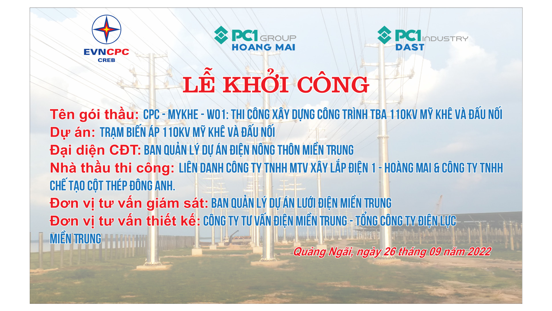 Lễ khởi công dự án TBA 110KB Mỹ Khê và đầu nối